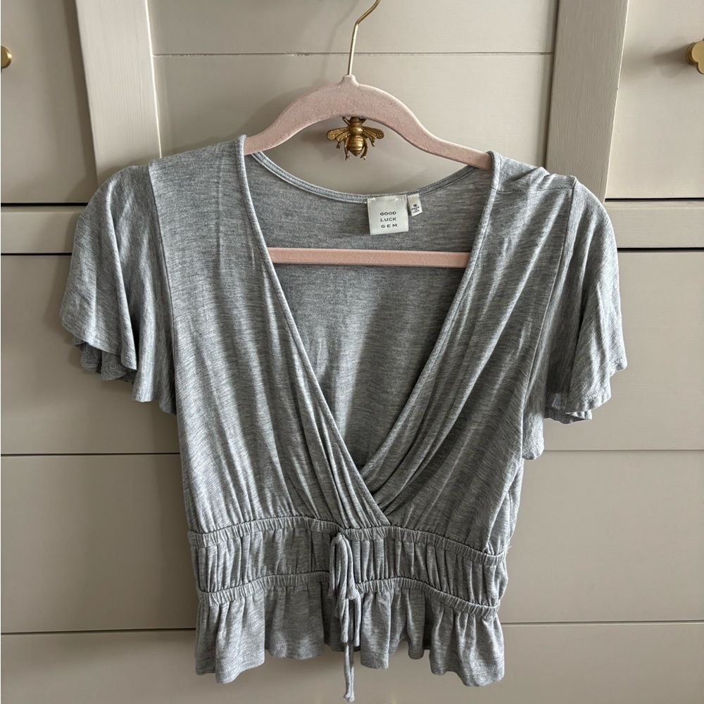 Gray Wrap Top